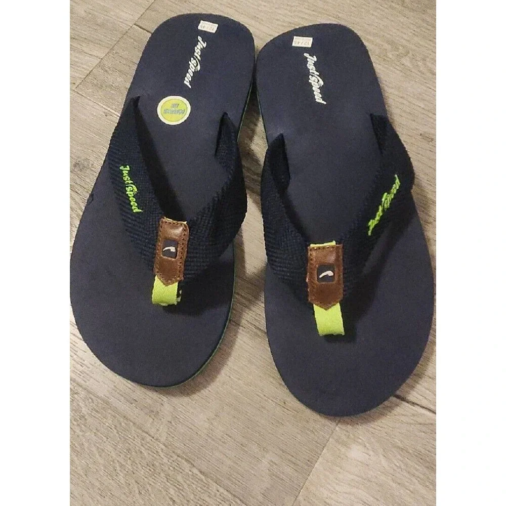 Just Speed Mens‎ Flip Flop Sandals Blue Slip On 12